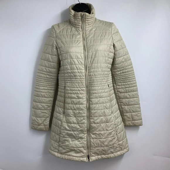 Patagonia Women's Kai Lee‎ Full Zip Long Puffer in Bleached Stone Size XS - Picture 1 of 12
